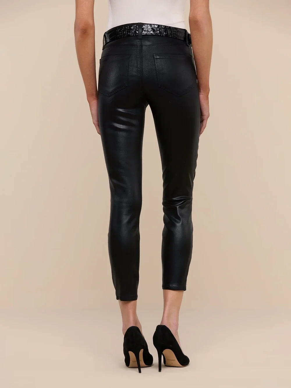 L’Agence Margot Coated Crop Skinny Jean in Black Size 27 ‘Super Stretch’